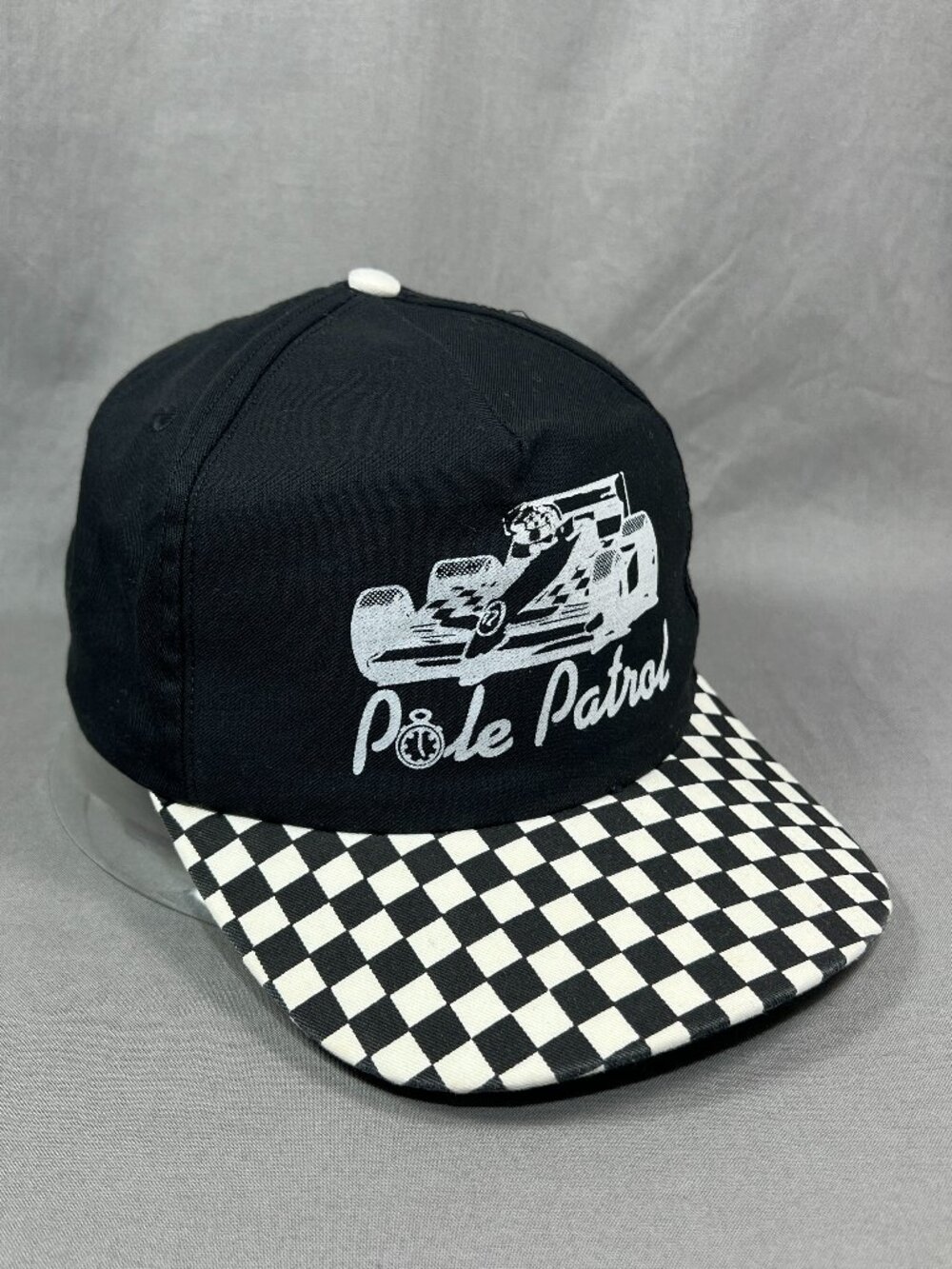 Vtg Pole Patrol Formula 1 F1 Racing San Sun Snapback Hat Panel Checkered Mens